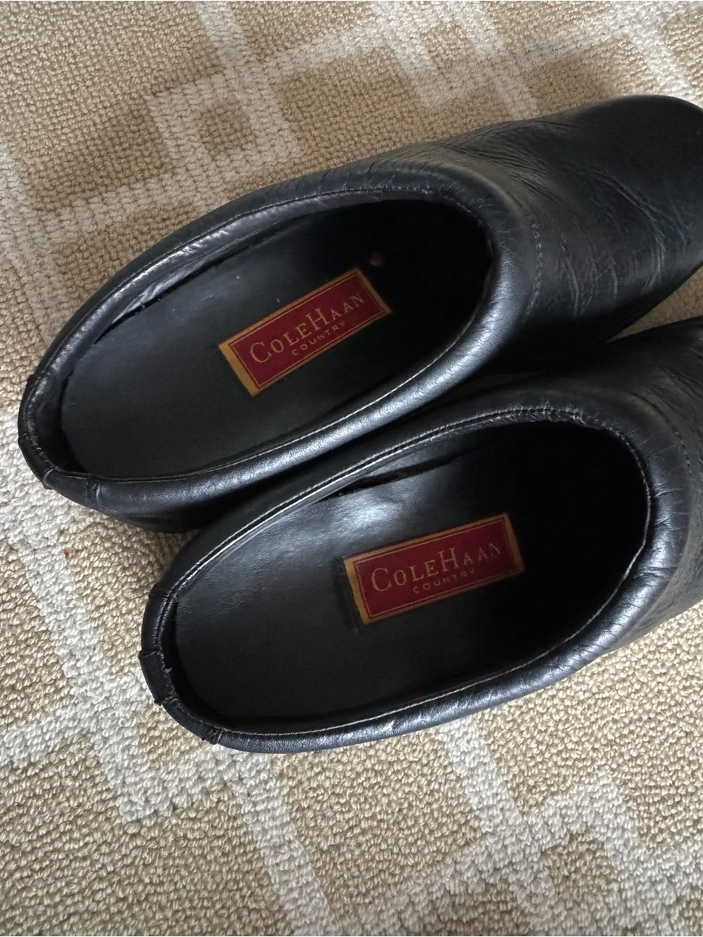 Cole Haan Country Black Leather Slip On Comfort Clogs Mule Work Shoes Size 10.5